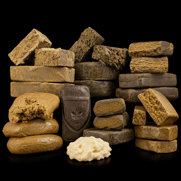 Premium THCA hash collection with Badder, Piatella and Bubble Hash